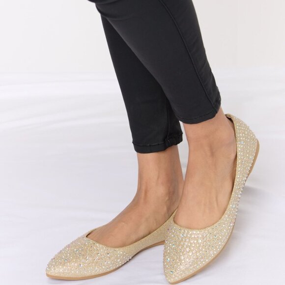 Rhinestone Point Toe Flat Slip-Ons - Picture 6 of 7